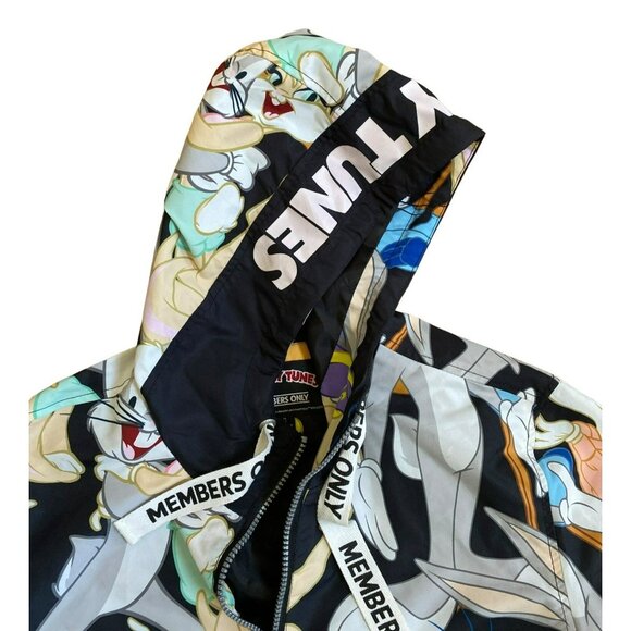 Looney Tunes Members Only Hooded Jacket With Colorful Cartoon Characters Print - Picture 4 of 10